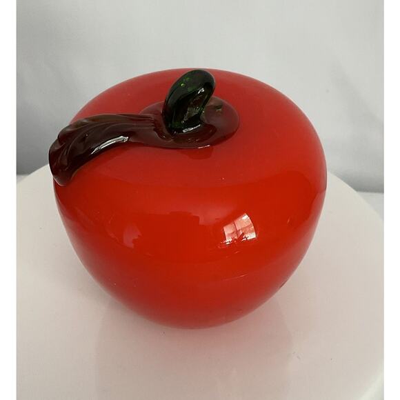 Red Hand Blown Glass Apple Murano Style - Picture 1 of 5